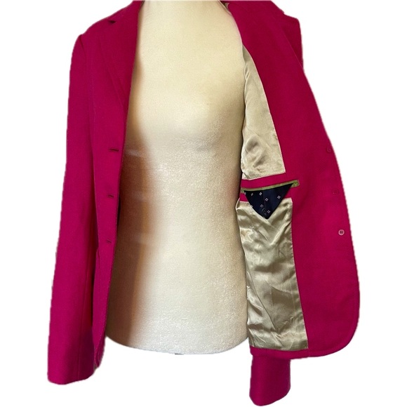 J Crew Robert Noble 100% Wool Fuscia Pink Herringbone Snatched-look Blazer Sz T8 - Picture 9 of 14